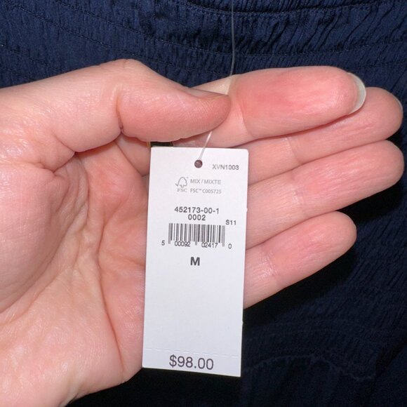 Gap Smocked Midi Dress Navy Size M NWT - Picture 6 of 8